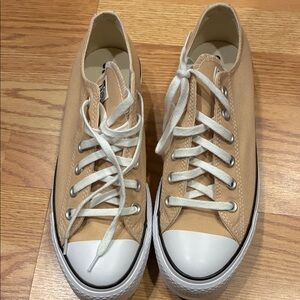 Converse Beige Canvas Sneakers with White Accents